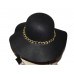 New Black Fashion Gold chain Floppy large wide brim  wool hat DERBY BOWLER   eb-02442833